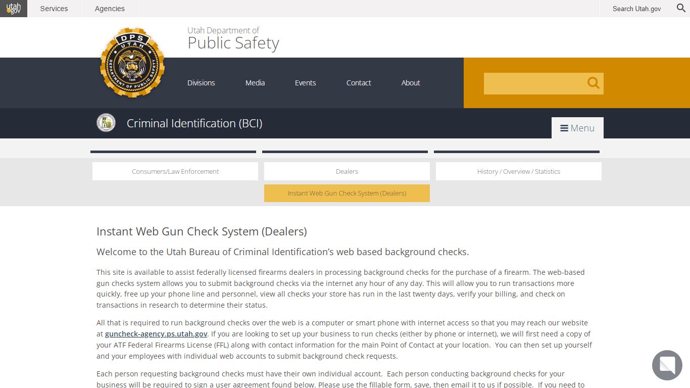 Instant Web Gun Check System (Dealers) - DPS