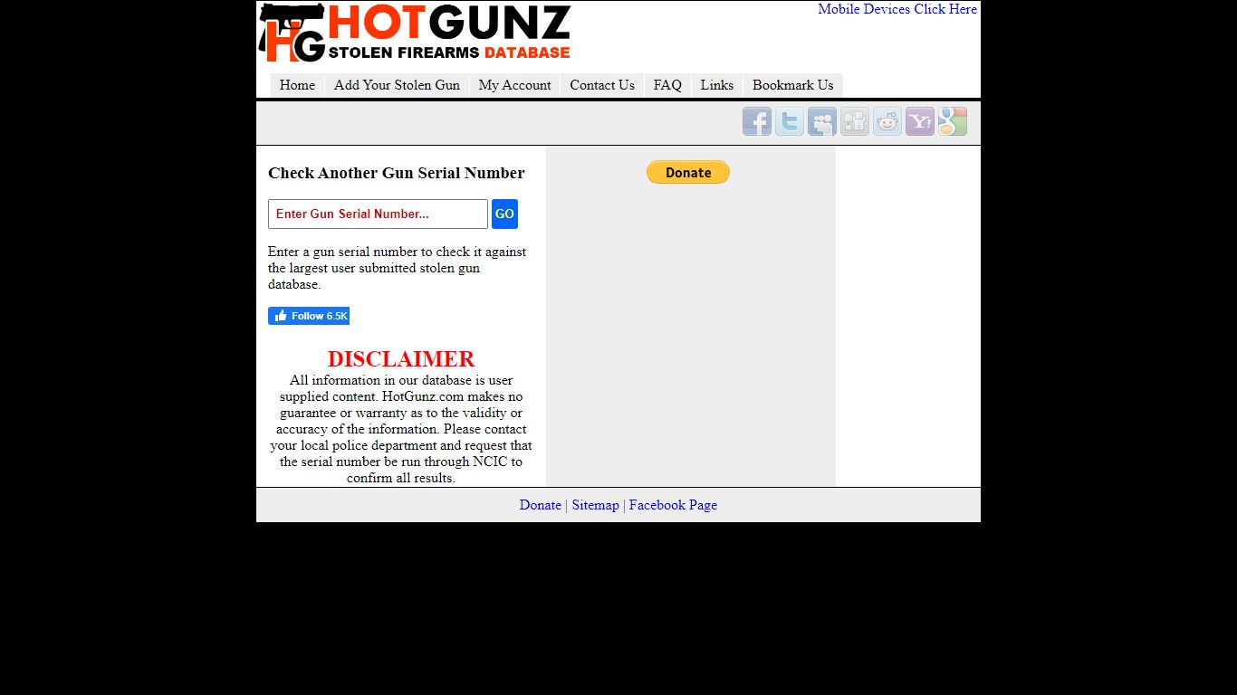 HotGunz Stolen Gun Search Results