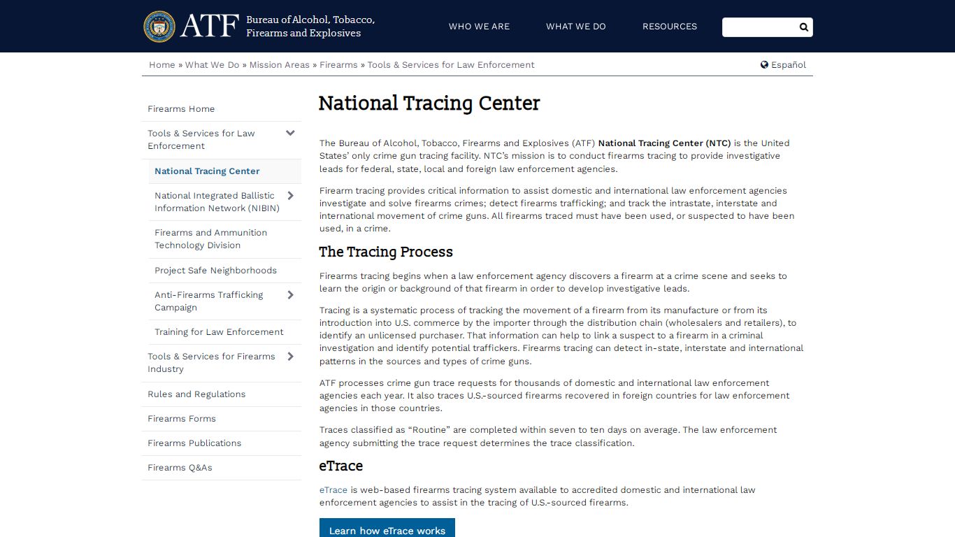 National Tracing Center | Bureau of Alcohol, Tobacco, Firearms and ...